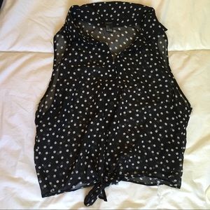 ▫️◾️ Sheer Polkadot tie off Blouse F21 size S